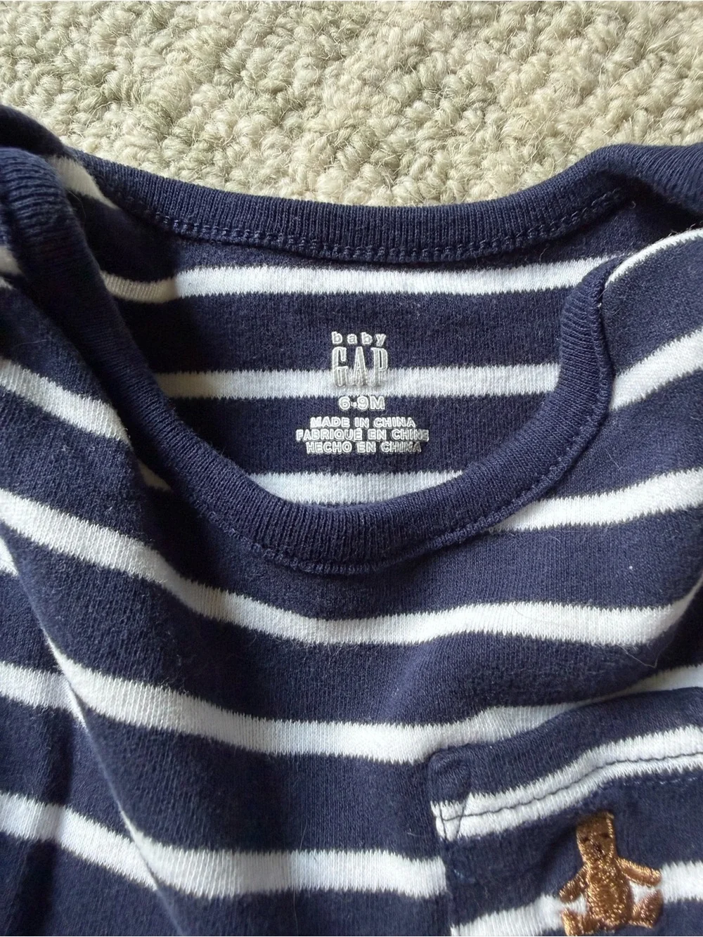 GAP, H&M & Old Navy Baby One-Piece Bodysuits in White, Navy, and Sage Green
